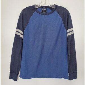 Abercrombie & Fitch Muscle Blue Raglan Long Sleeve T-Shirt Striped Baseball T XS
